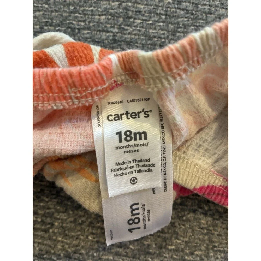 Carter's 18 Months Floral Cotton Bloomers Beige Orange Pink Elastic Waist‎